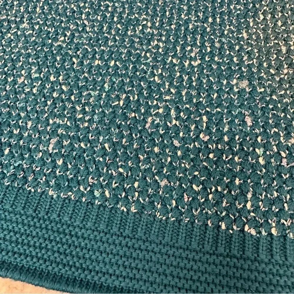 St John Teal Blue Wool Blend Woven Knit Sweater Size Medium - Picture 4 of 9